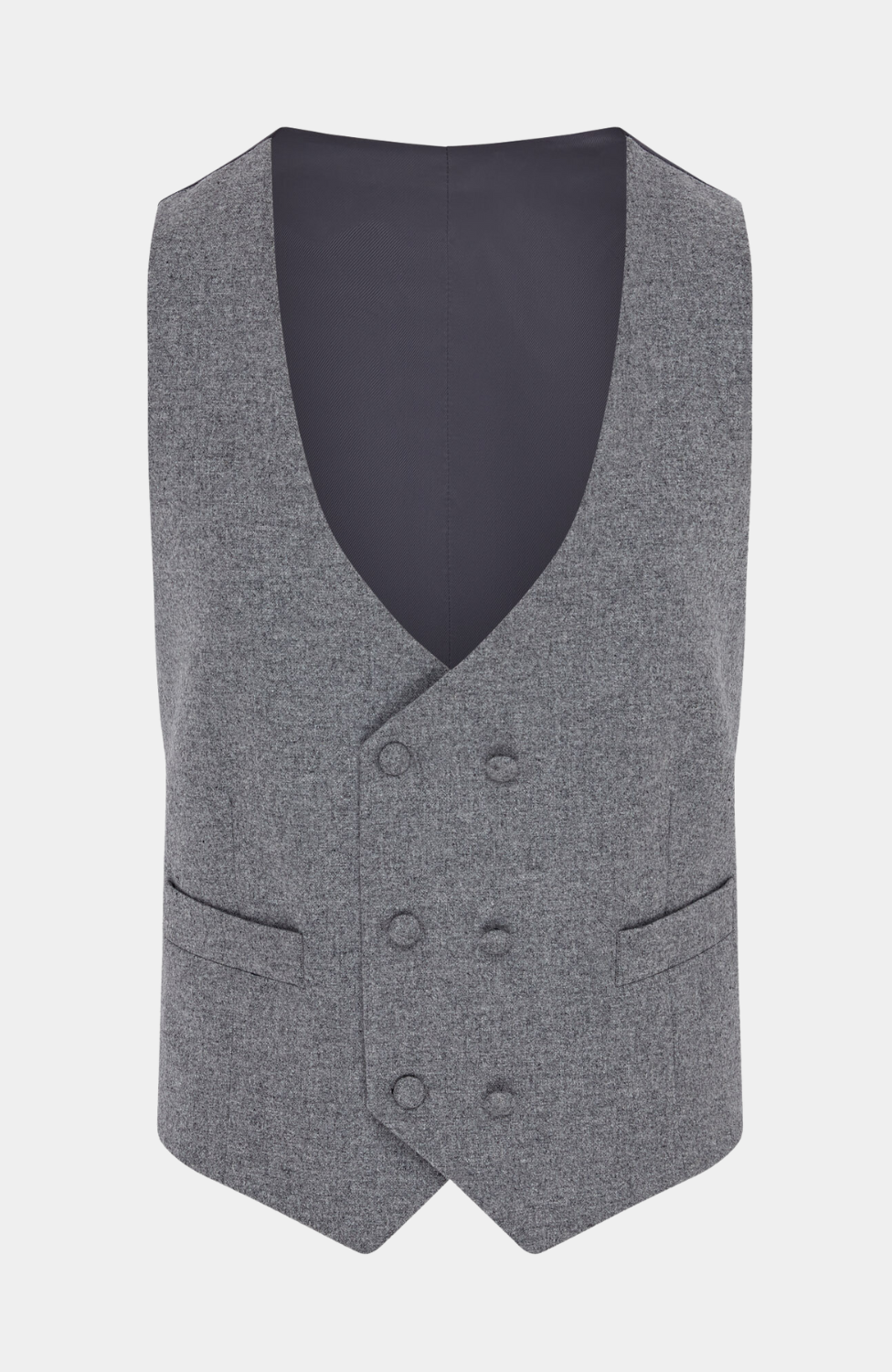 GIBRALTAR GREY TWEED DOUBLE BREASTED WAISTCOAT - HIRE